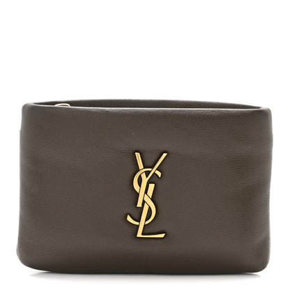 Saint Laurent Padded Lambskin Monogram Zip Card Holder Light Musk 1 of 7
