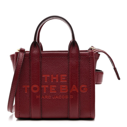 Marc Jacobs Grained Calfskin Mini The Tote Bag Cherry 1 of 11