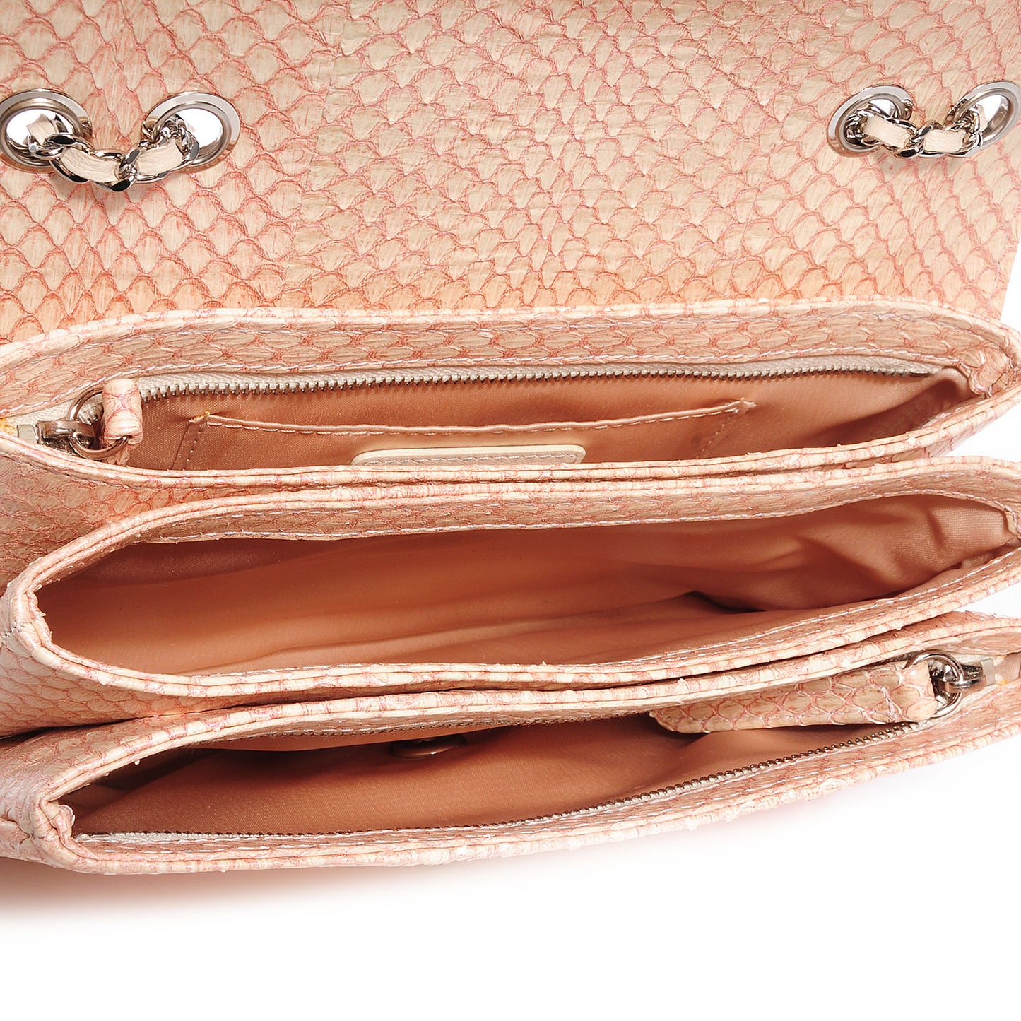 Snakeskin Clam's Pocket Medium Flap Light Pink