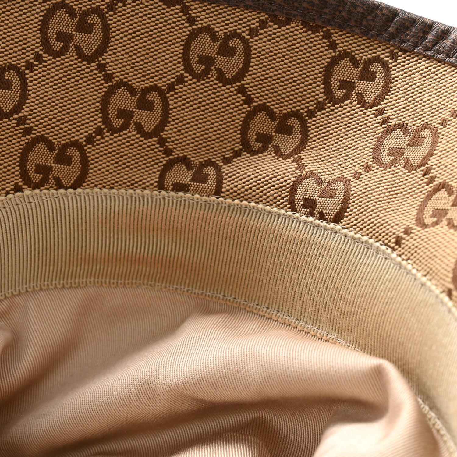 Gucci Monogram Textured Dollar Calfskin GG Jago Bucket Hat M Cacao Beige 11 of 11