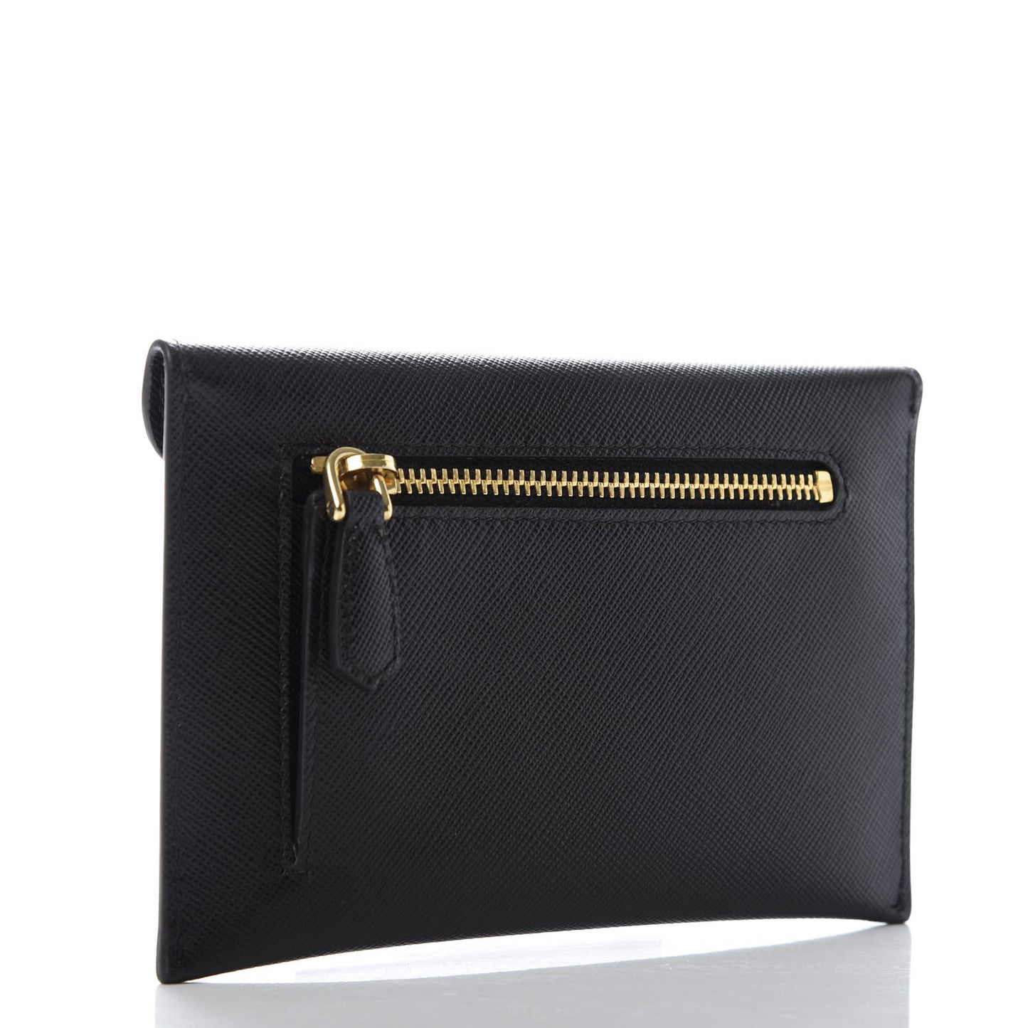 Saffiano Metal Envelope Compact Wallet Black
