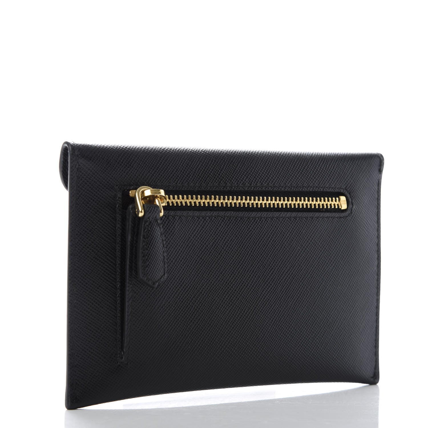 Prada Saffiano Metal Envelope Compact Wallet Black 3 of 7