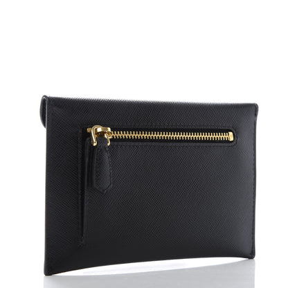 Prada Saffiano Metal Envelope Compact Wallet Black 3 of 7