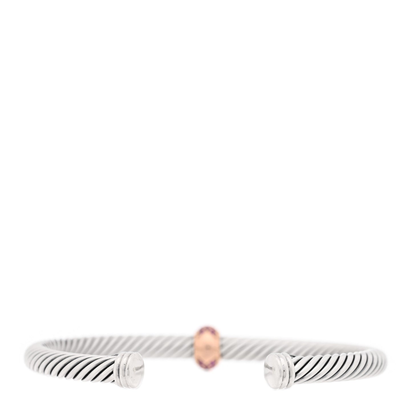 Sterling Silver 18K Rose Gold Pink Sapphire 5mm Cable Classics Single Station Bracelet