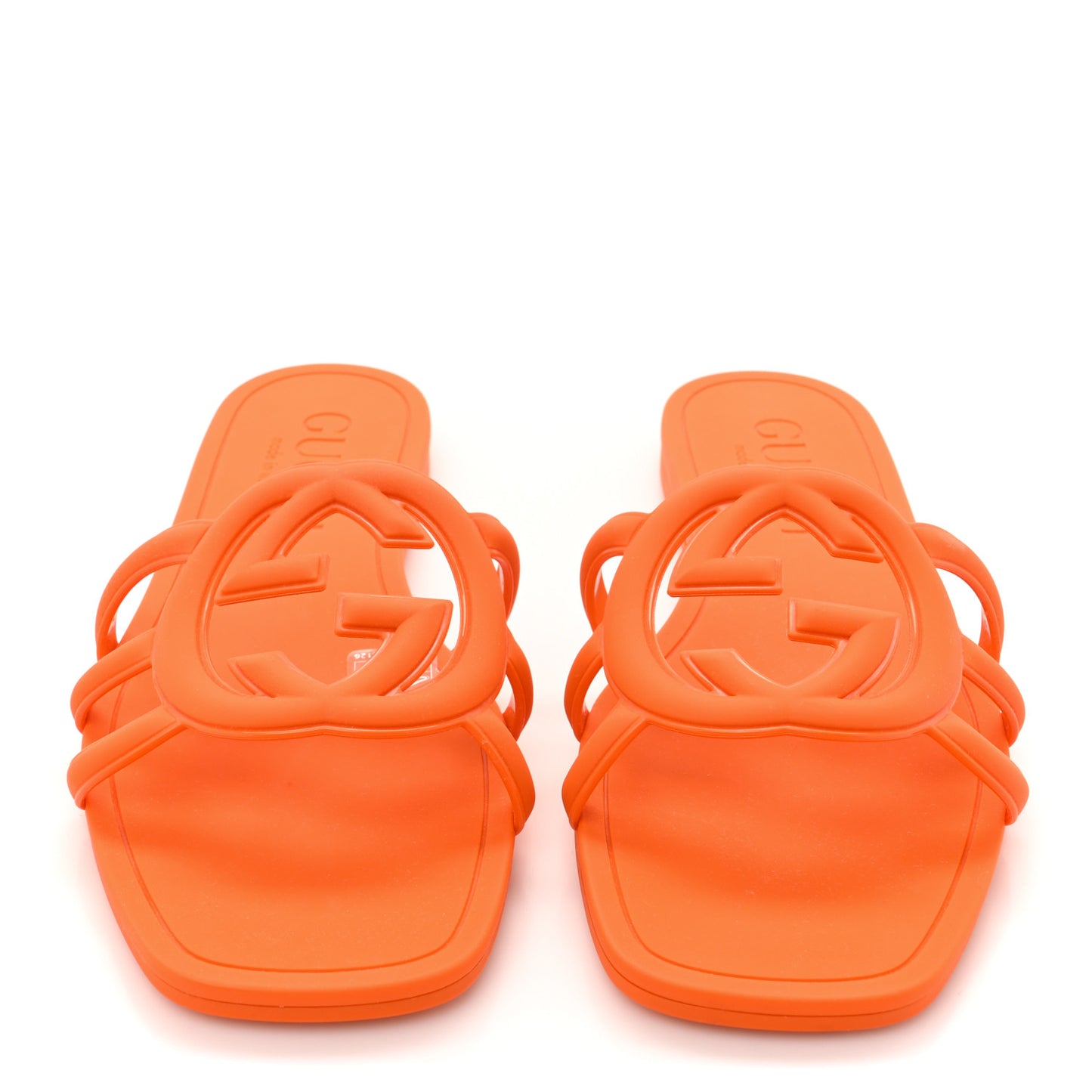 Rubber Interlocking G Womens Slide Sandals 38 Persimmon Orange