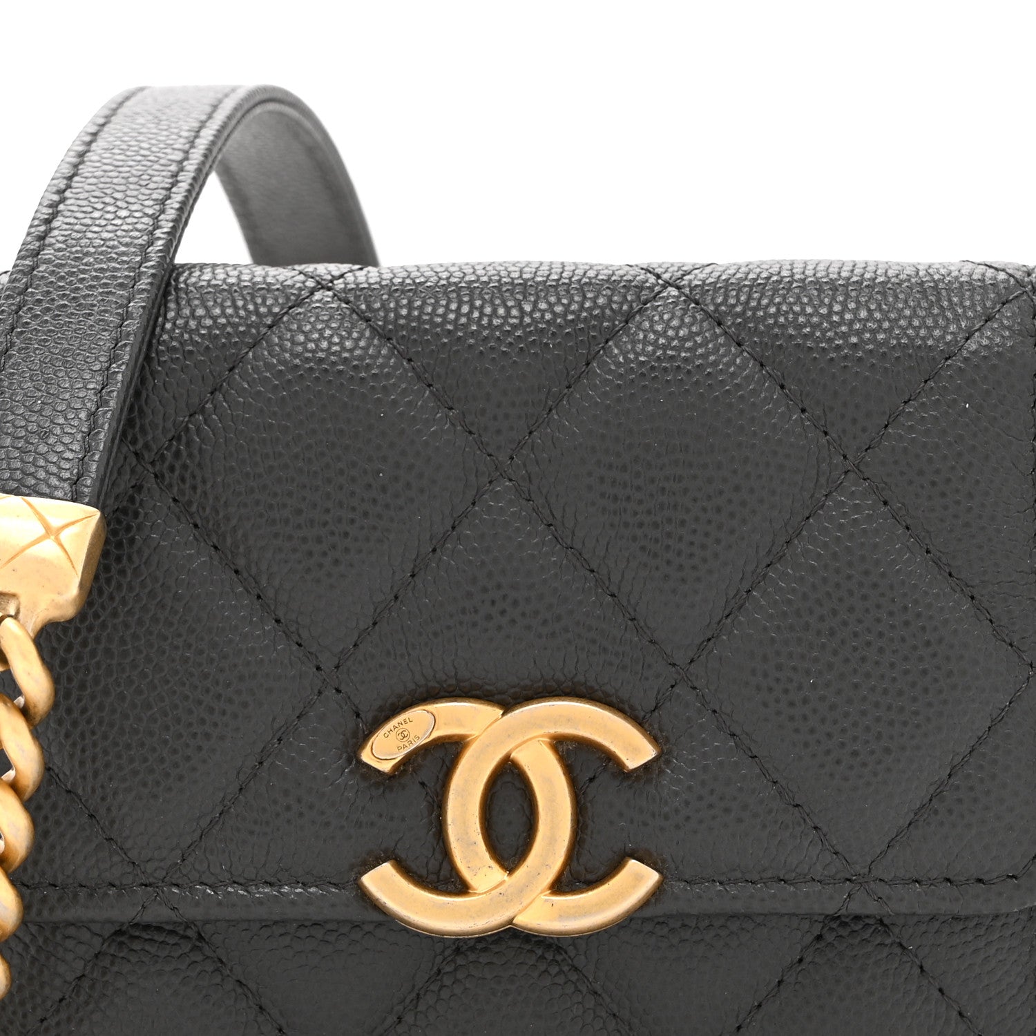 Chanel Caviar Quilted Bracelet On Chain Clutch Grey 7 of 10