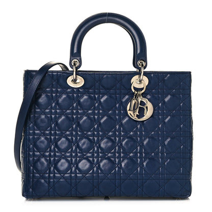 Christian Dior Lambskin Cannage Large Lady Dior Blue 1 of 19
