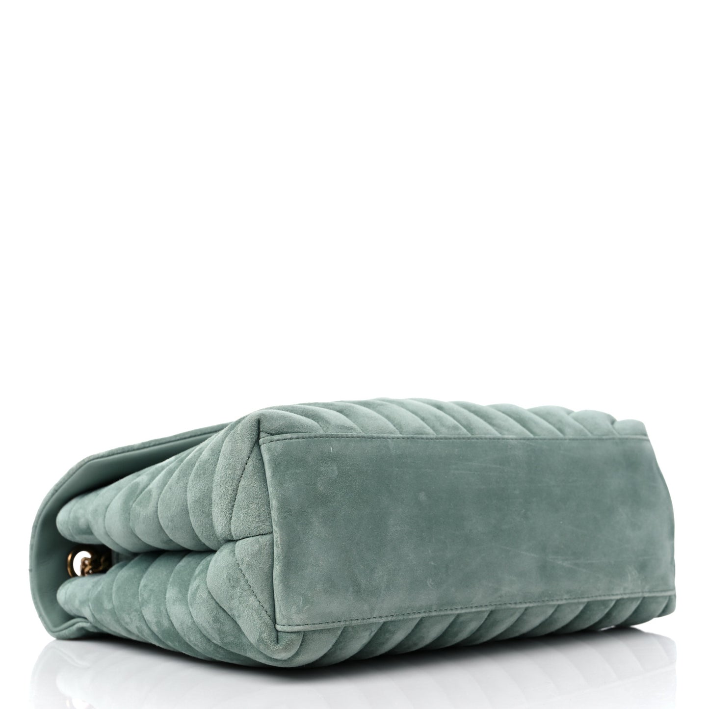 Suede Y Quilted Monogram Medium Loulou Chain Satchel Vert Opaline