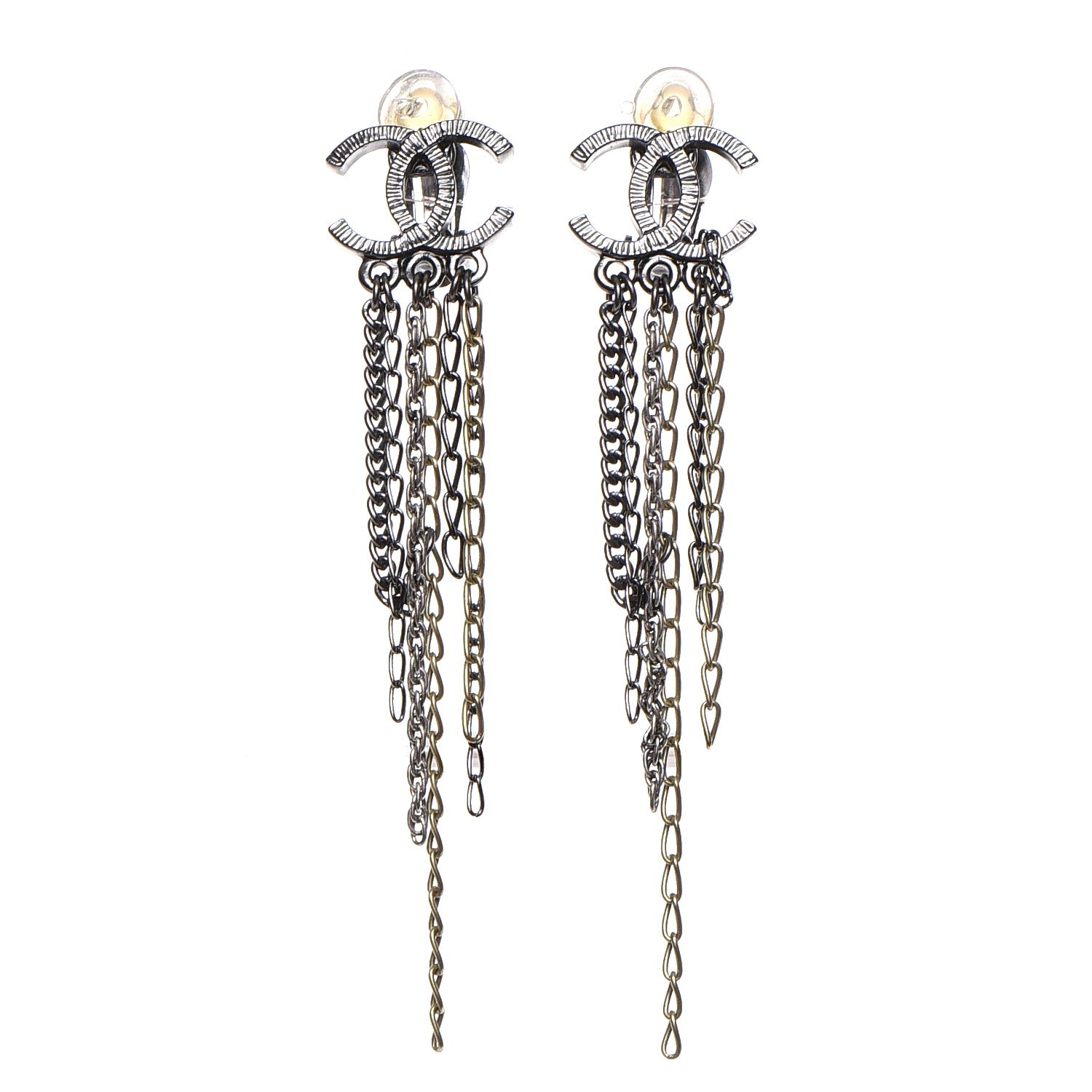 Chanel Ruthenium Chain CC Drop Clip On Earrings 1 of 4