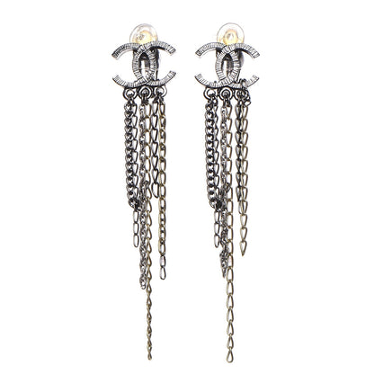 Chanel Ruthenium Chain CC Drop Clip On Earrings 1 of 4