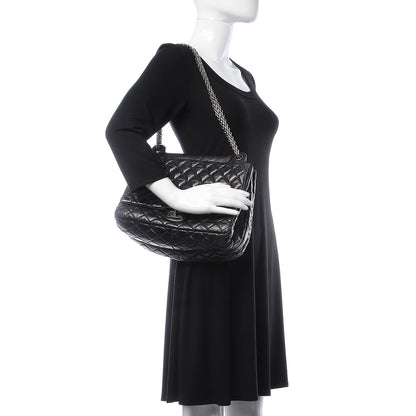 Chanel Metallic Aged Calfskin Quilted Reissue 2.55 Accordion Flap Black 3 of 8