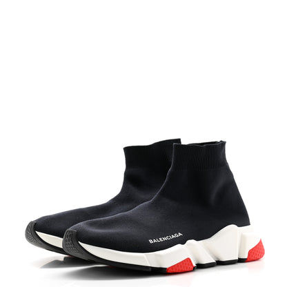Balenciaga Neoprene Knit Womens Speed Sneakers 39 Black White Red 3 of 6