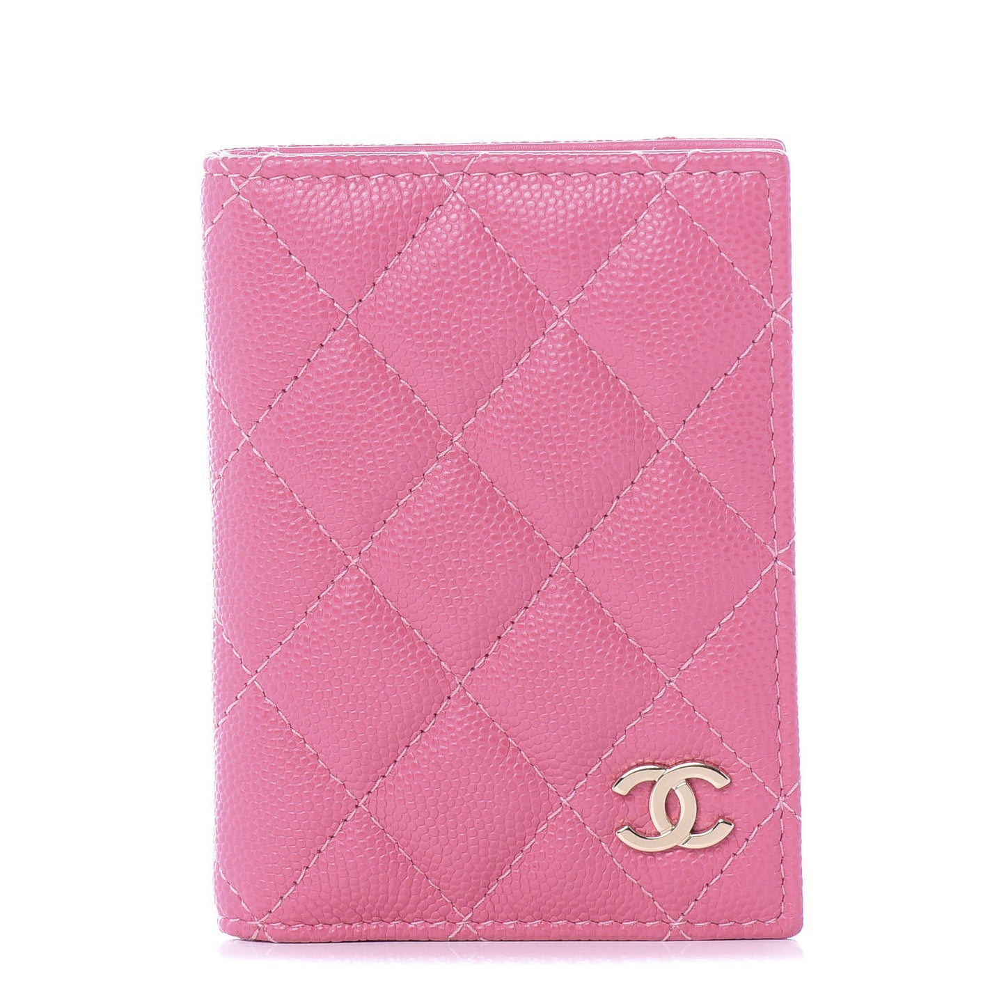 Caviar Quilted Card Holder Wallet Pink