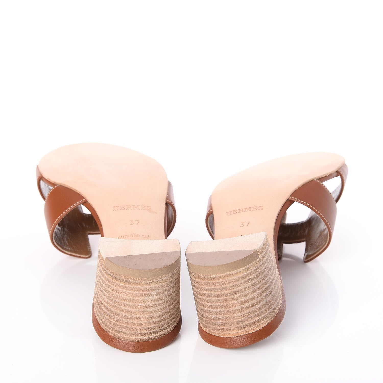 Hermes Calfskin Oasis Sandals 37 Gold 7 of 8