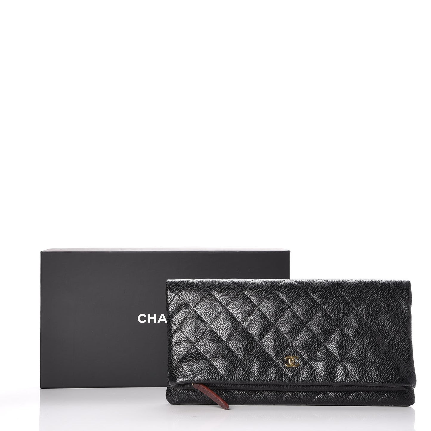 Caviar Quilted CC Beauty Clutch Black