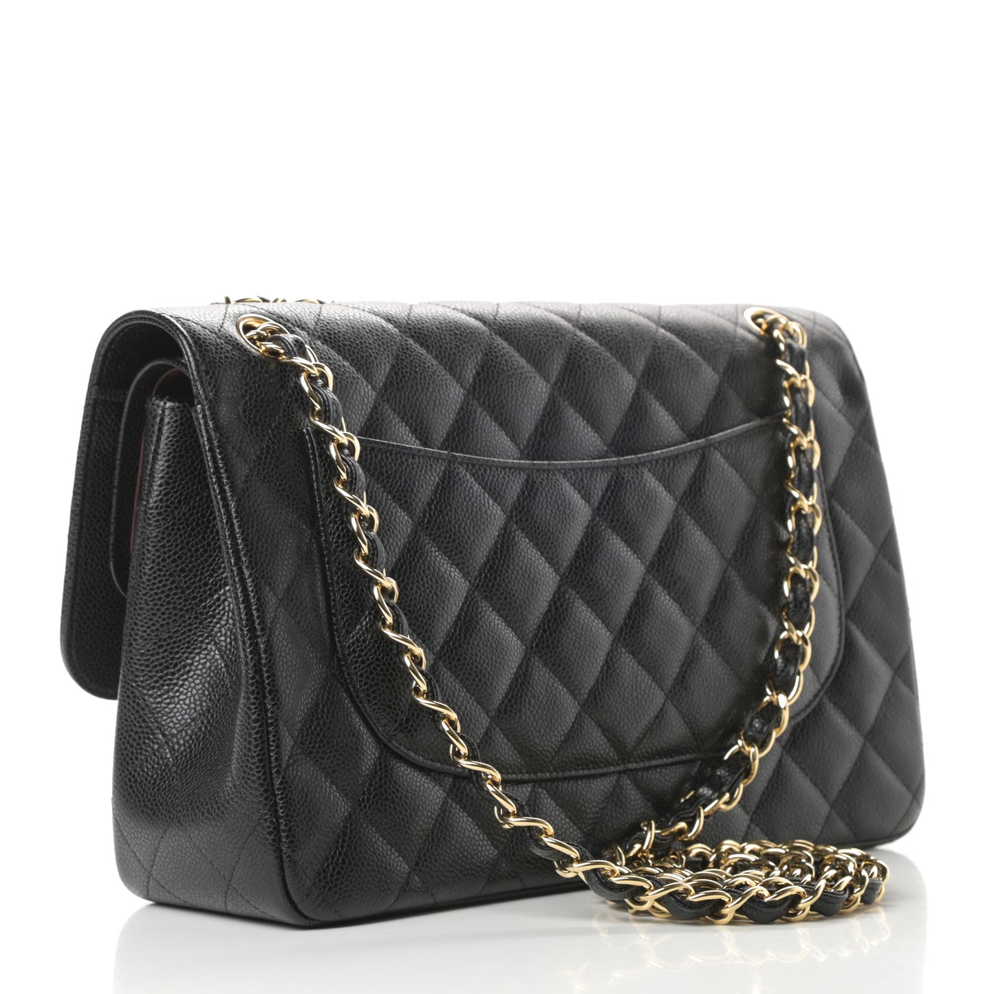 Caviar Quilted Jumbo Double Flap Black