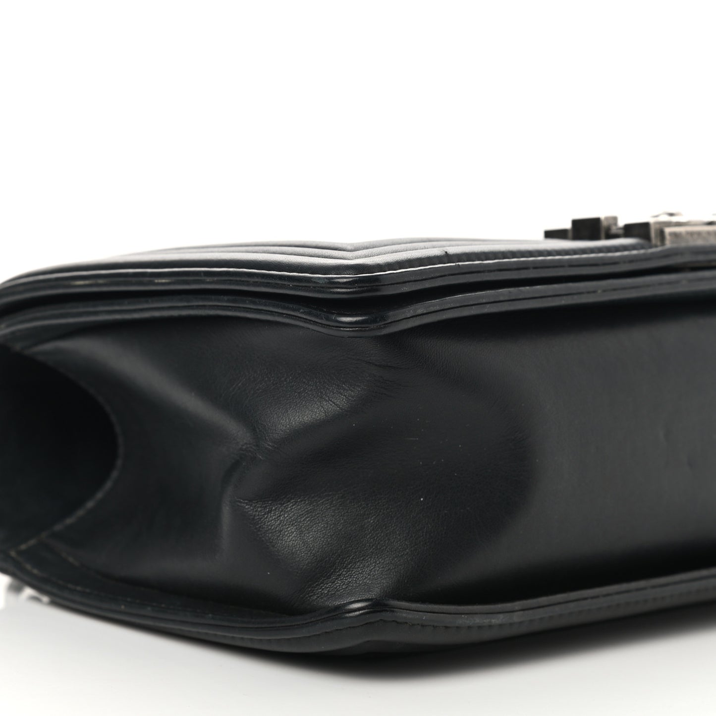 Calfskin Quilted Small Boy Flap Black