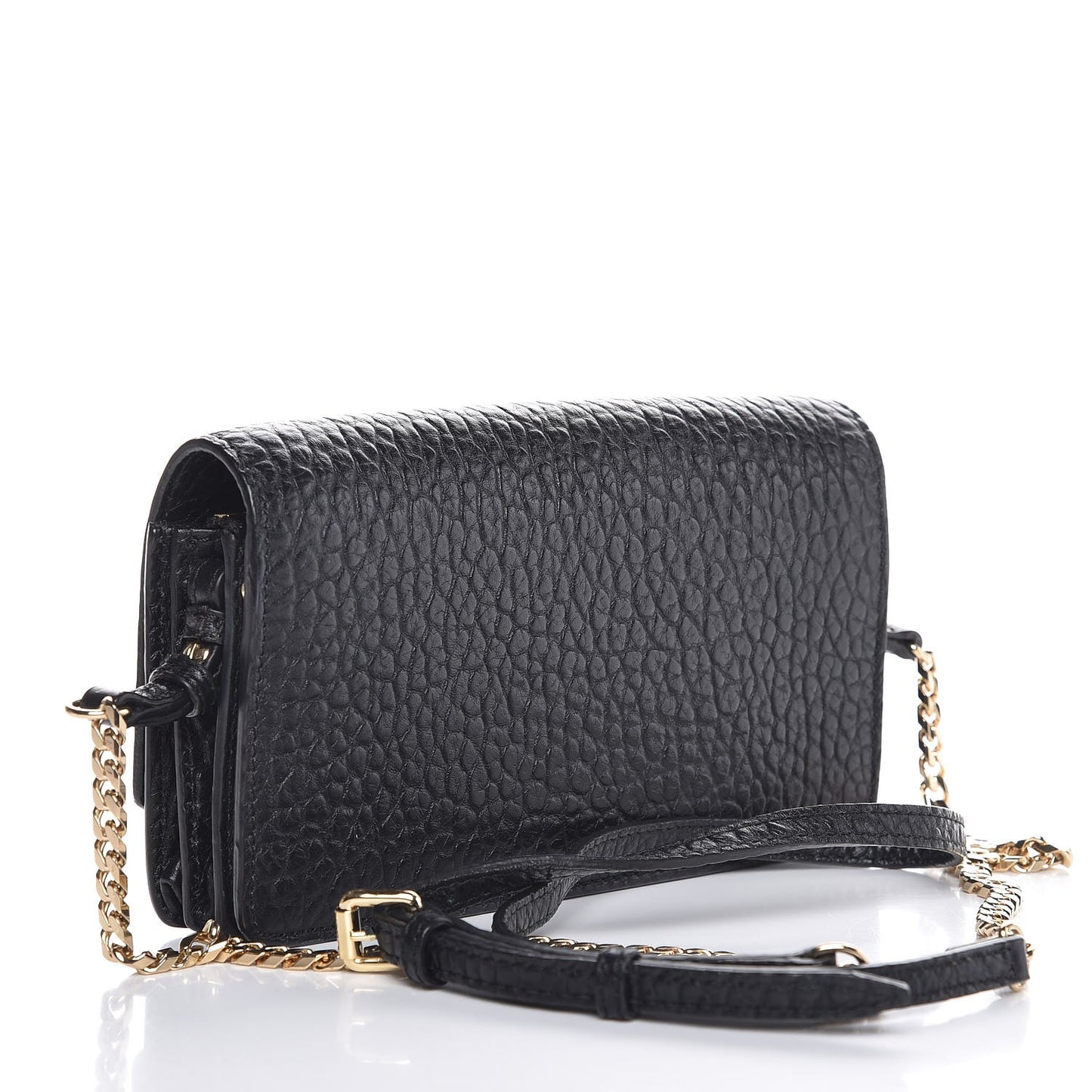 Signature Grain Small Madison Chain Clutch Black