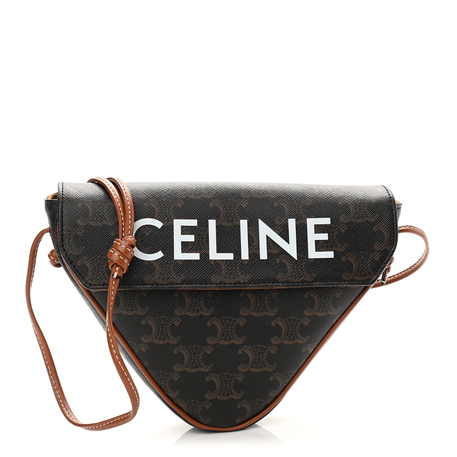 Celine Triomphe Canvas Triangle Crossbody Bag Tan 1 of 11