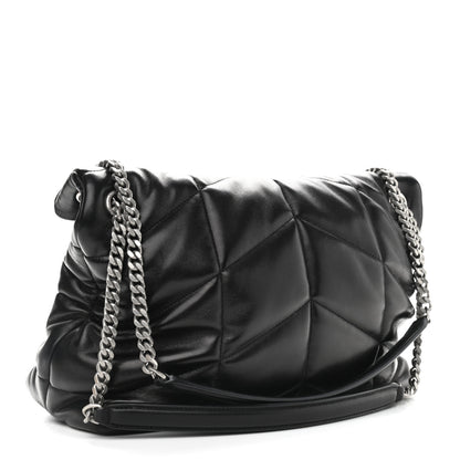 Saint Laurent Lambskin Quilted Medium Loulou Puffer Monogram Chain Satchel Black 3 of 9