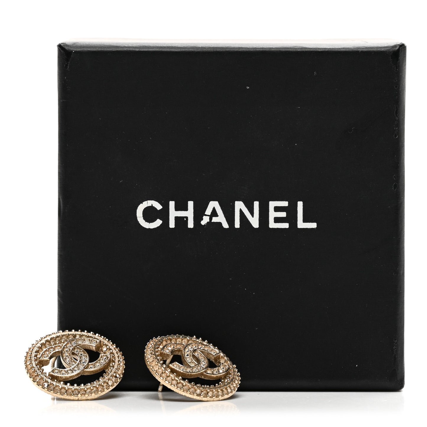 Crystal CC Vendome Round Earrings Gold