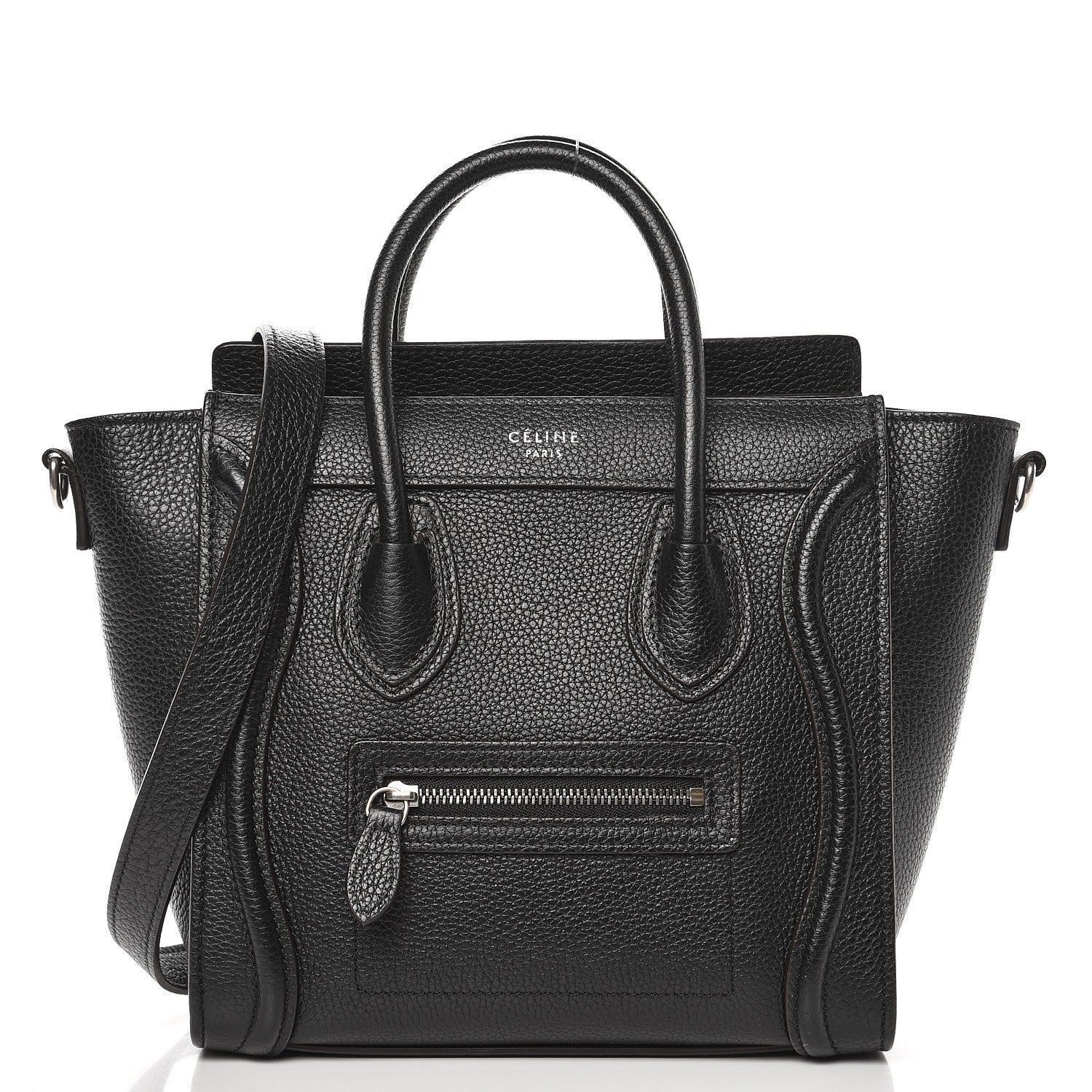 Celine Drummed Calfskin Nano Luggage Black 1 of 10