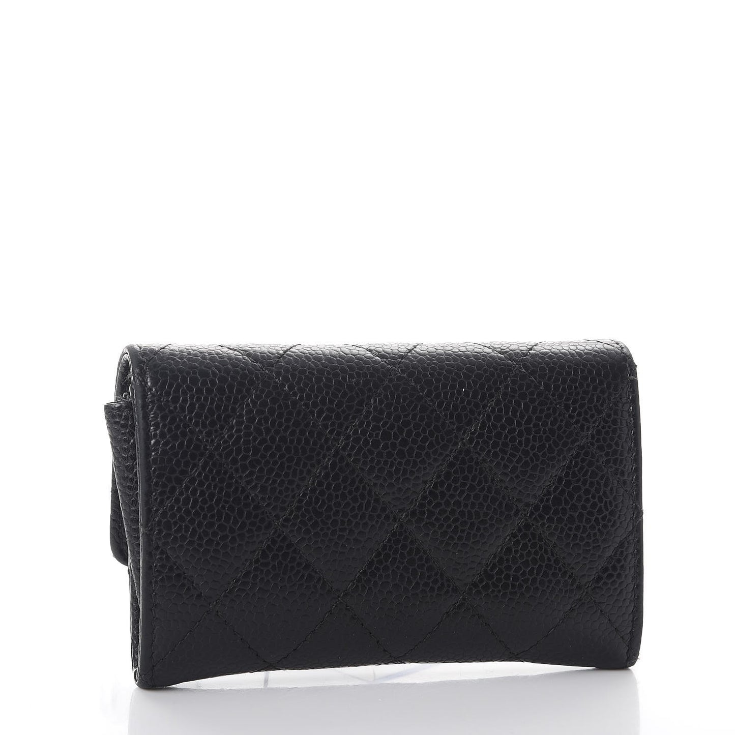 Caviar Quilted Flap Card Holder Black