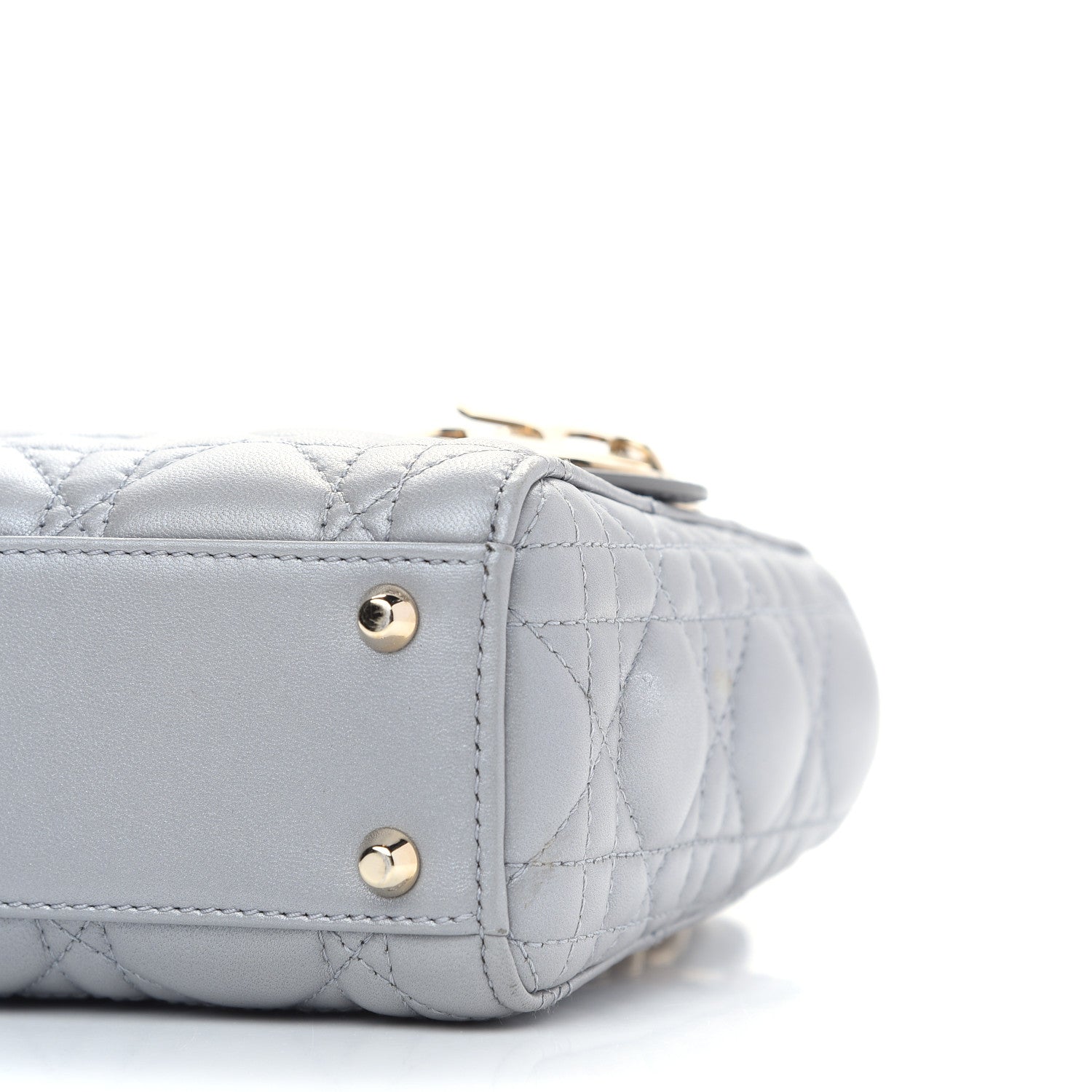 Christian Dior Metallic Lambskin Cannage Mini Lady Dior Grey 6 of 9