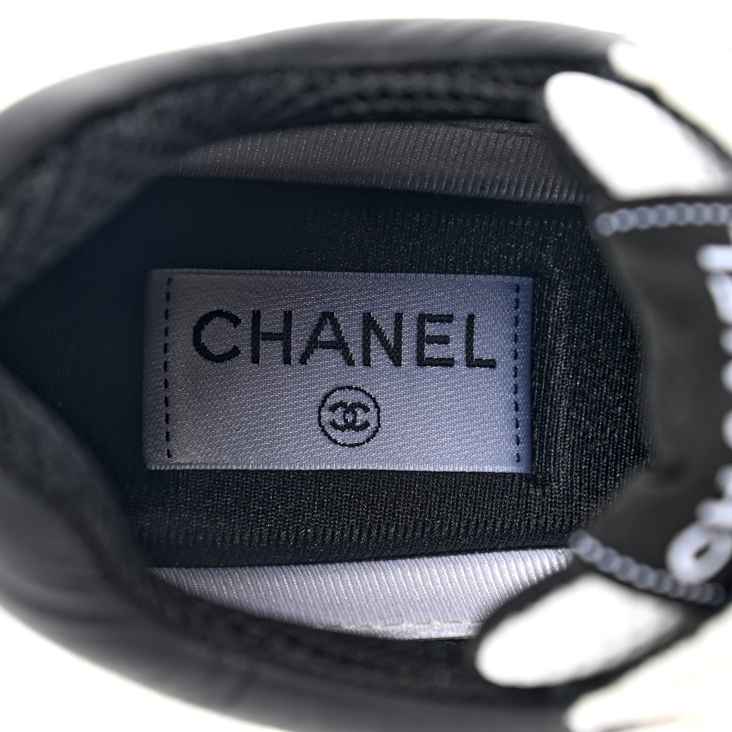 Chanel Mesh Suede Calfskin Grained Calfskin Womens CC Sneakers 39 White Black 6 of 7