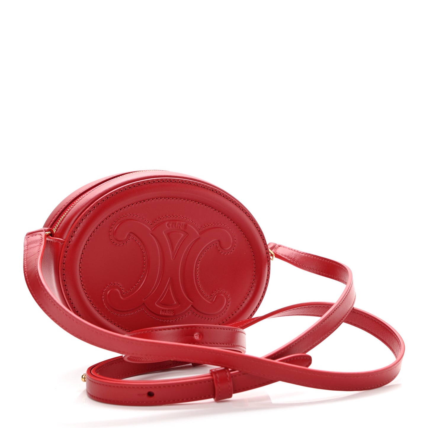 Smooth Calfskin Cuir Triomphe Oval Purse Crossbody Red