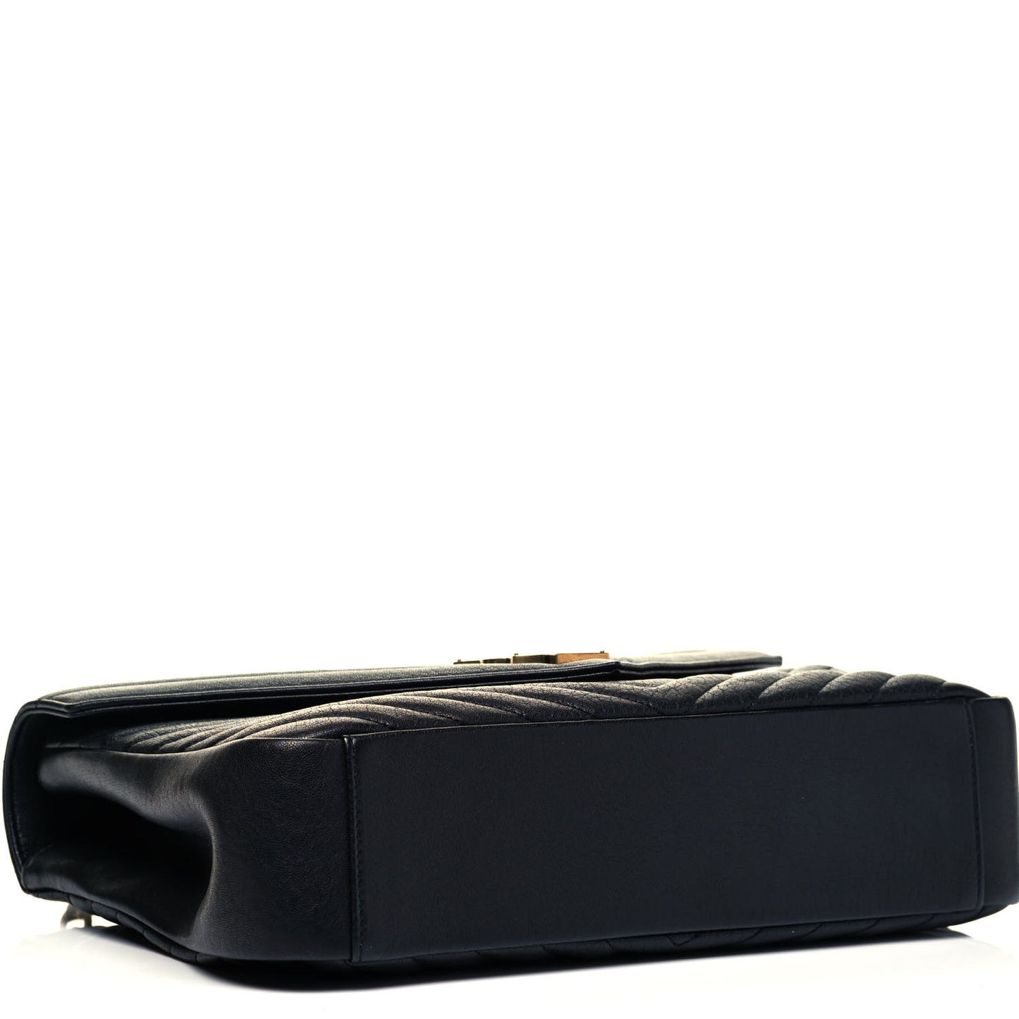 Sheepskin Matelasse Chevron Monogram Large College Satchel Black