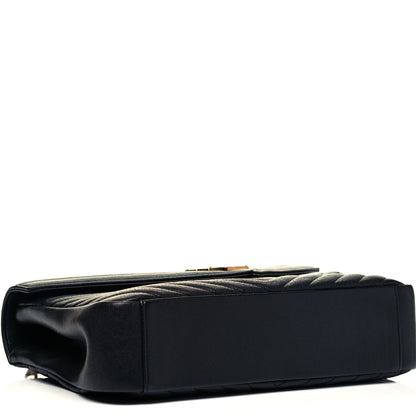 Saint Laurent Sheepskin Matelasse Chevron Monogram Large College Satchel Black 4 of 9