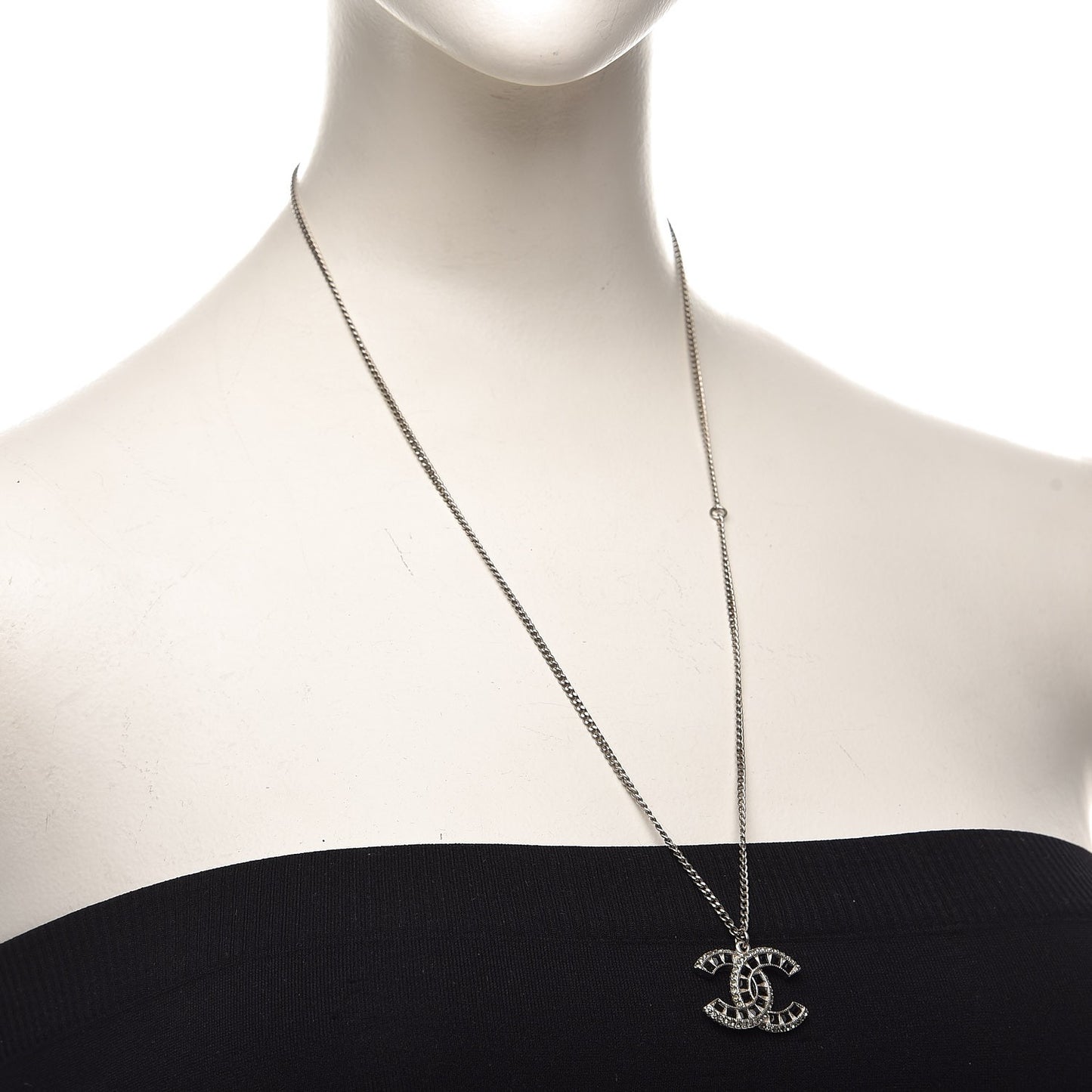 Ruthenium Baguette Crystal CC Necklace Black