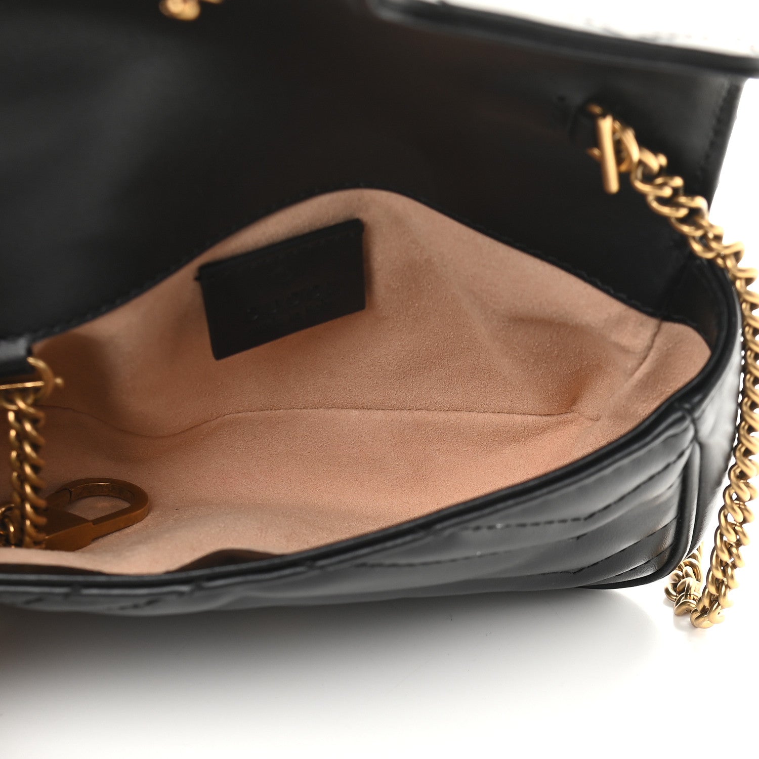 Gucci Calfskin Matelasse Super Mini GG Marmont Shoulder Bag Black 5 of 9