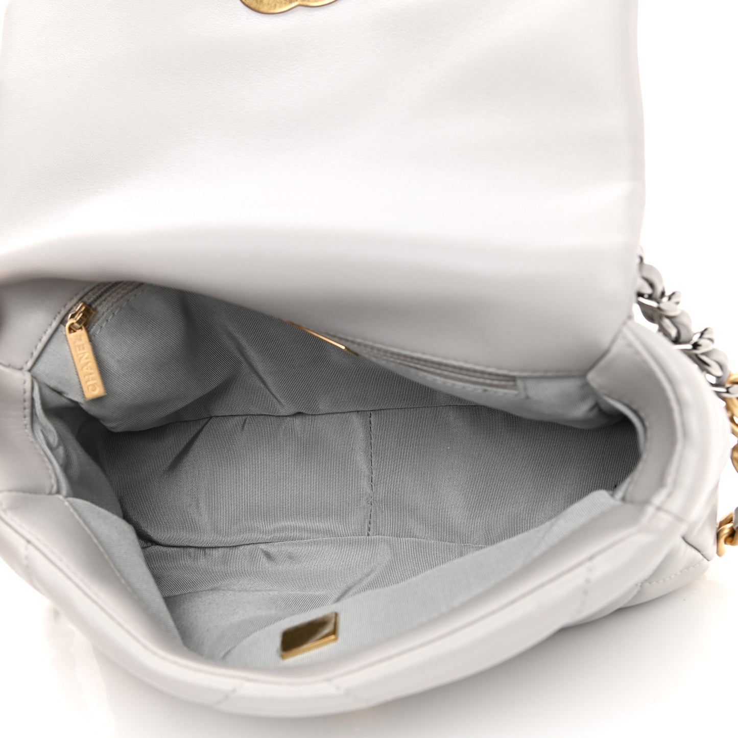Lambskin Quilted Medium Chanel 19 Flap Grey