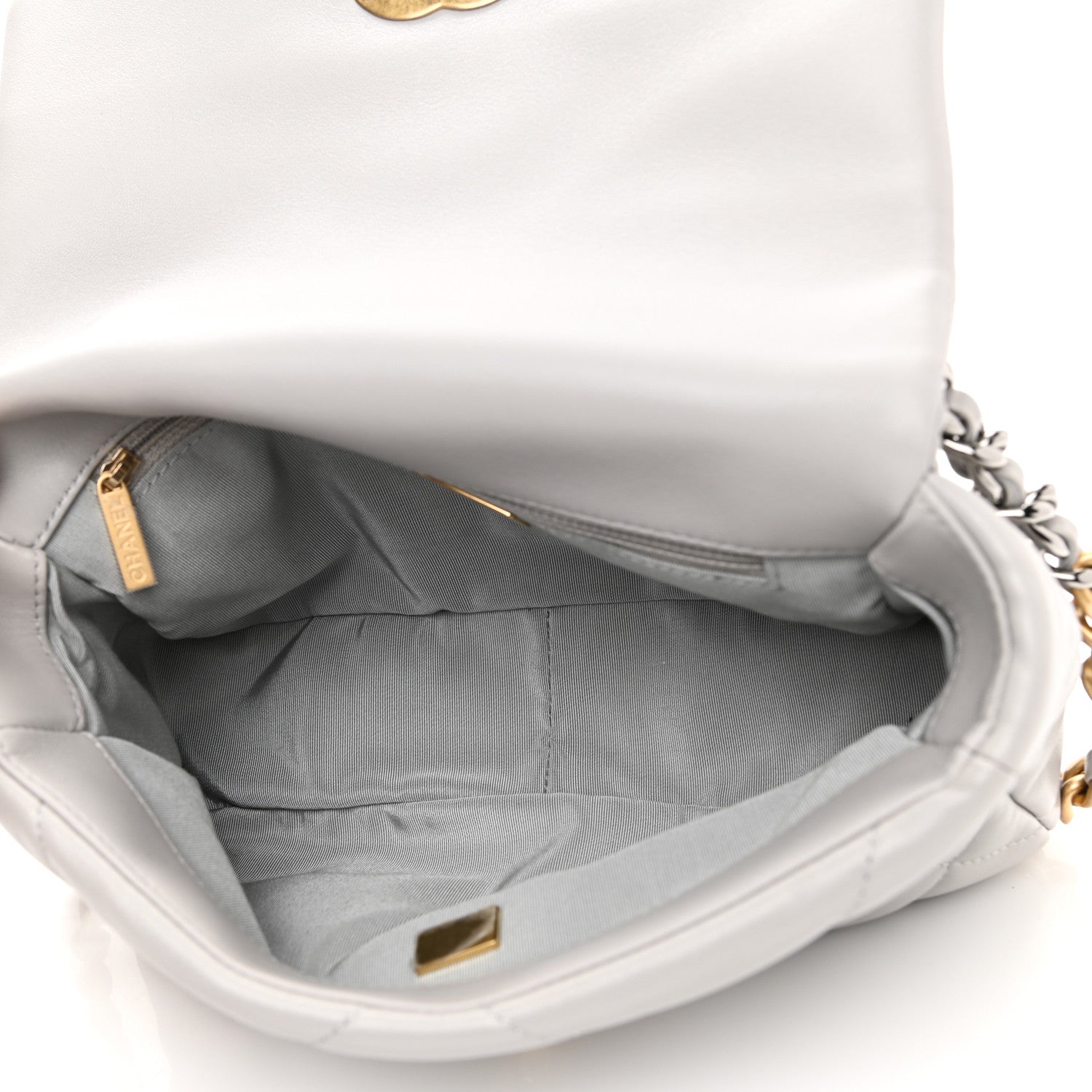 Chanel Lambskin Quilted Medium Chanel 19 Flap Grey 5 of 11