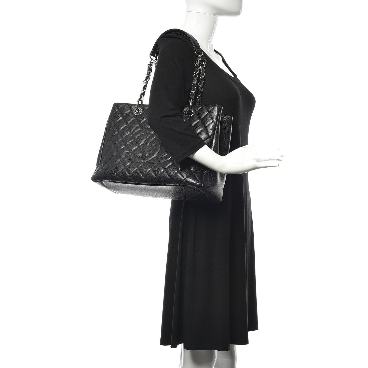 Caviar Quilted Grand Shopping Tote GST Black