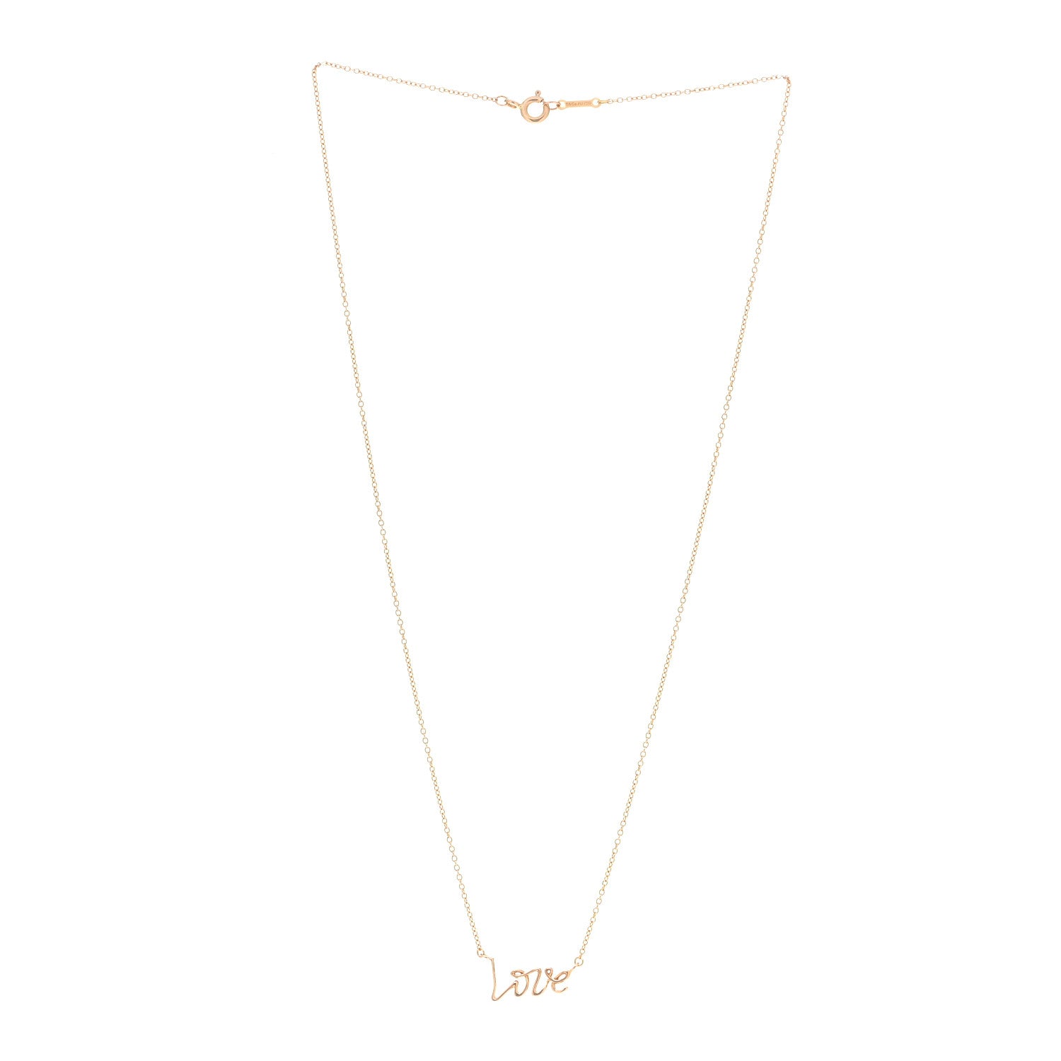 Tiffany 18K Yellow Gold Paloma's Graffiti Love Pendant Necklace 2 of 5