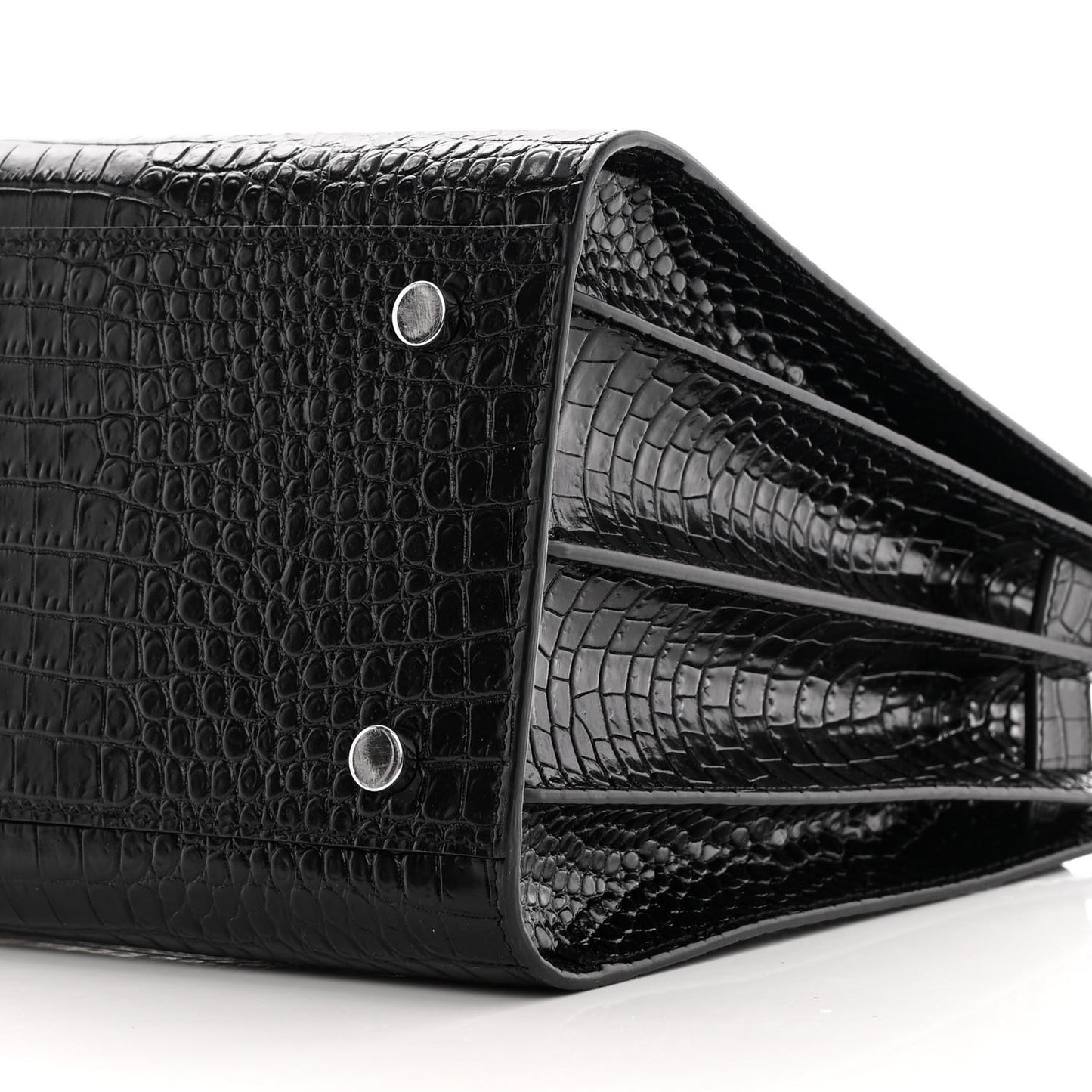 Calfskin Crocodile Embossed Small Sac de Jour Black