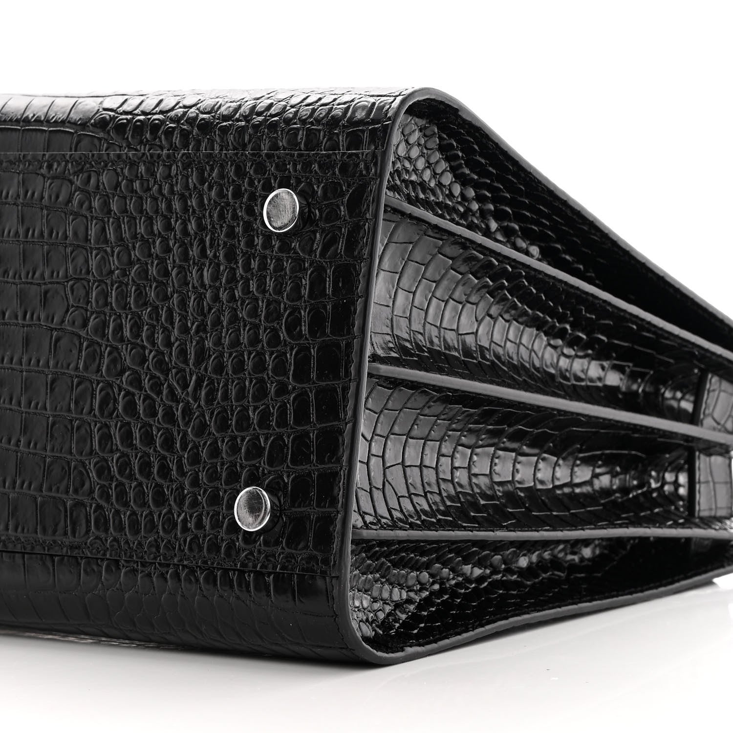 Saint Laurent Calfskin Crocodile Embossed Small Sac de Jour Black 11 of 11