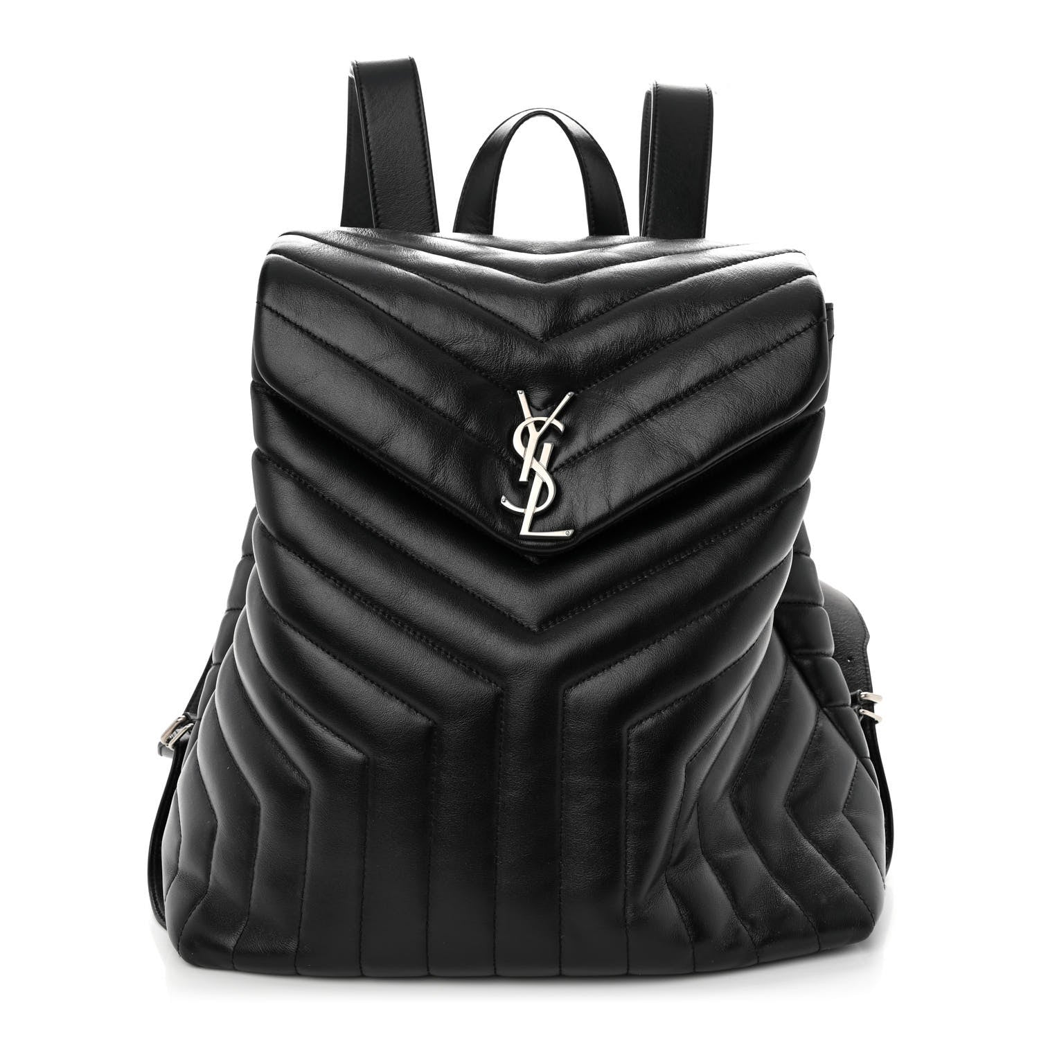 Saint Laurent Calfskin Y Quilted Monogram Medium Loulou Backpack Black 1 of 11