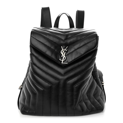 Saint Laurent Calfskin Y Quilted Monogram Medium Loulou Backpack Black 1 of 11