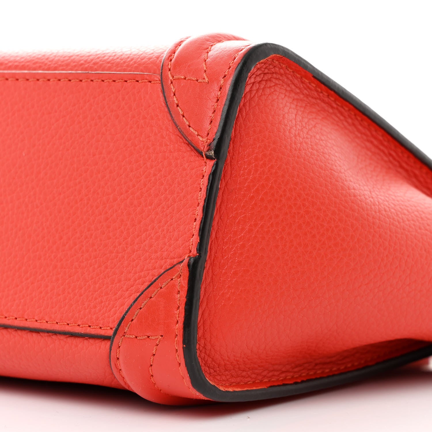 Celine Drummed Calfskin Nano Luggage Vermillion 10 of 15
