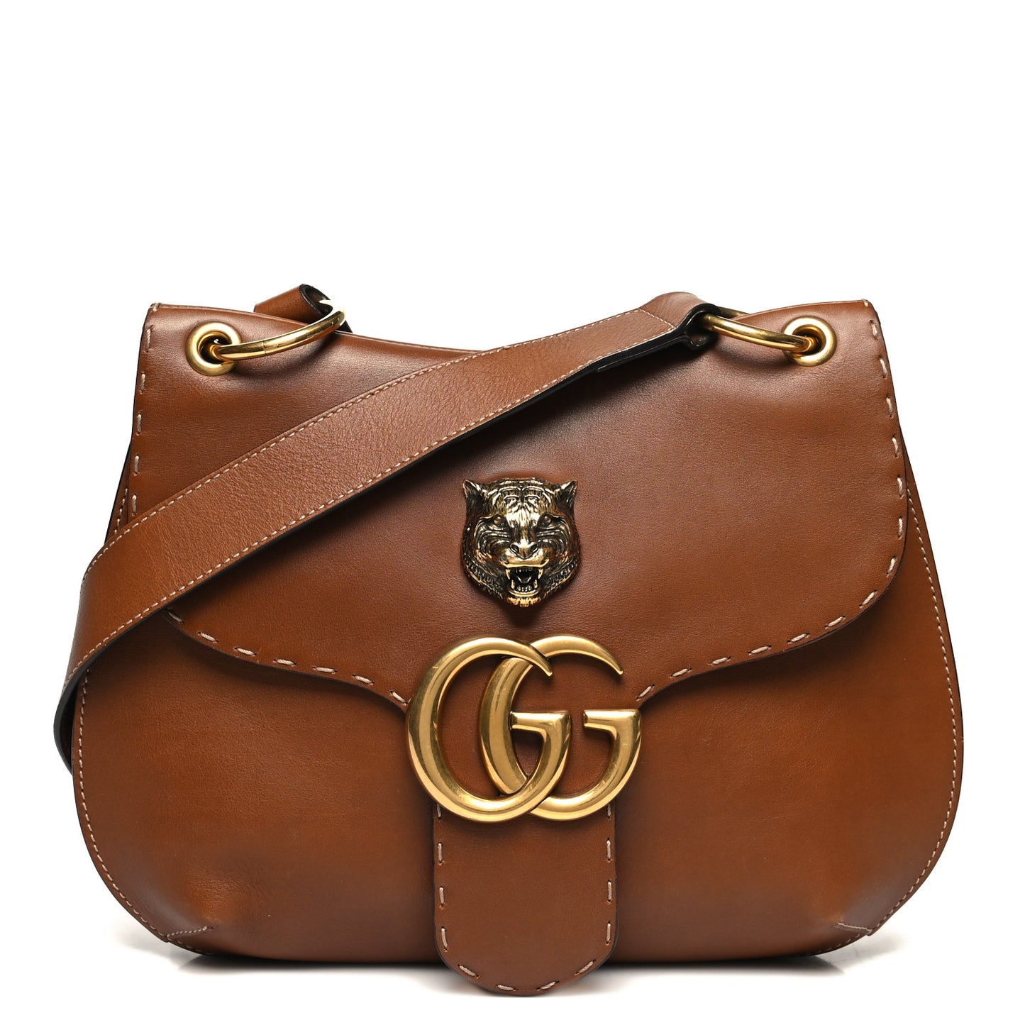 Calfskin Feline GG Marmont Flap Shoulder Bag Cuir