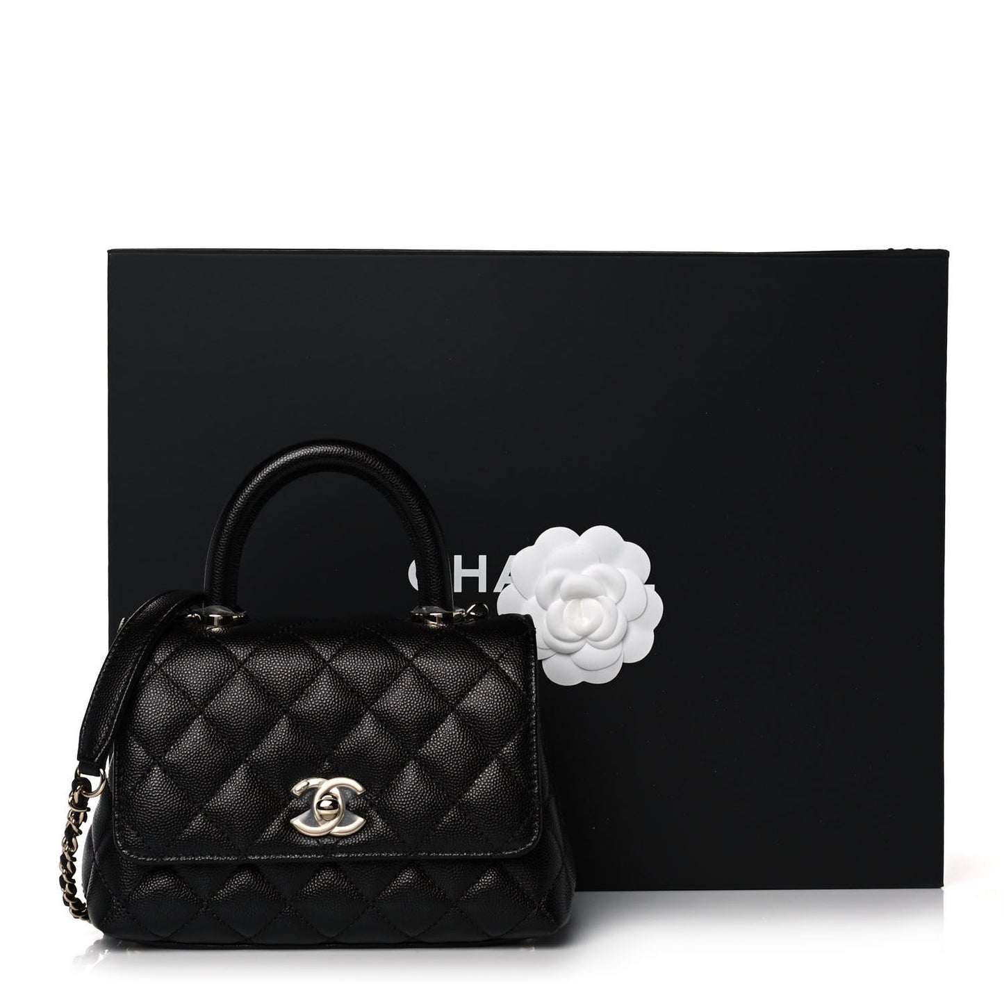 Caviar Quilted Extra Mini Coco Handle Flap Black