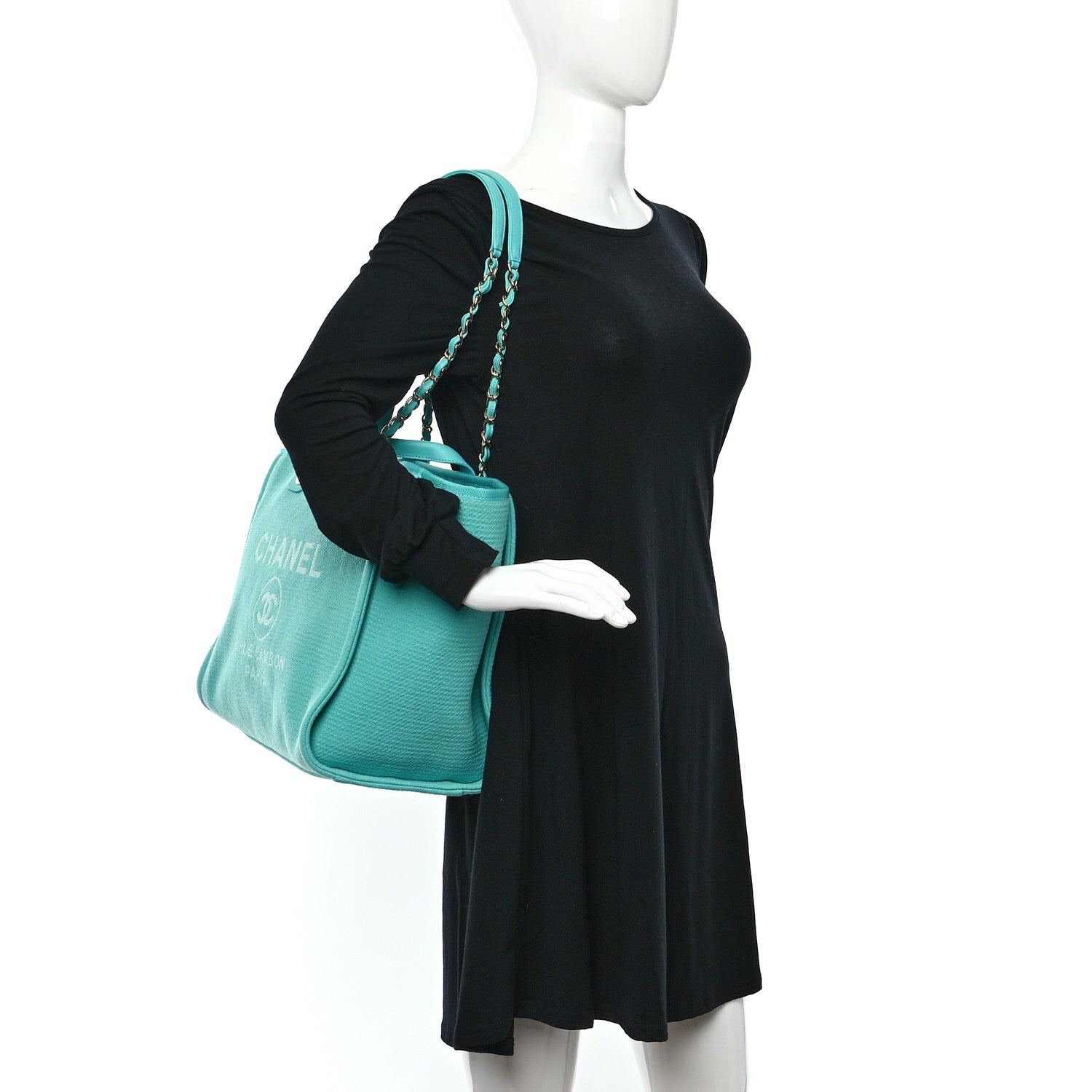 Chanel Mixed Fibers Medium Deauville Tote Turquoise 2 of 10