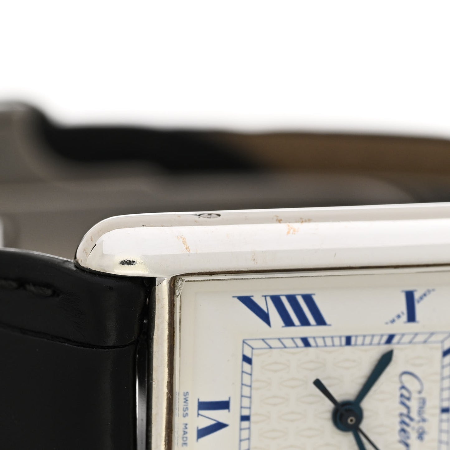 Sterling Silver Vermeil Alligator 25mm Must de Cartier Tank Quartz Watch