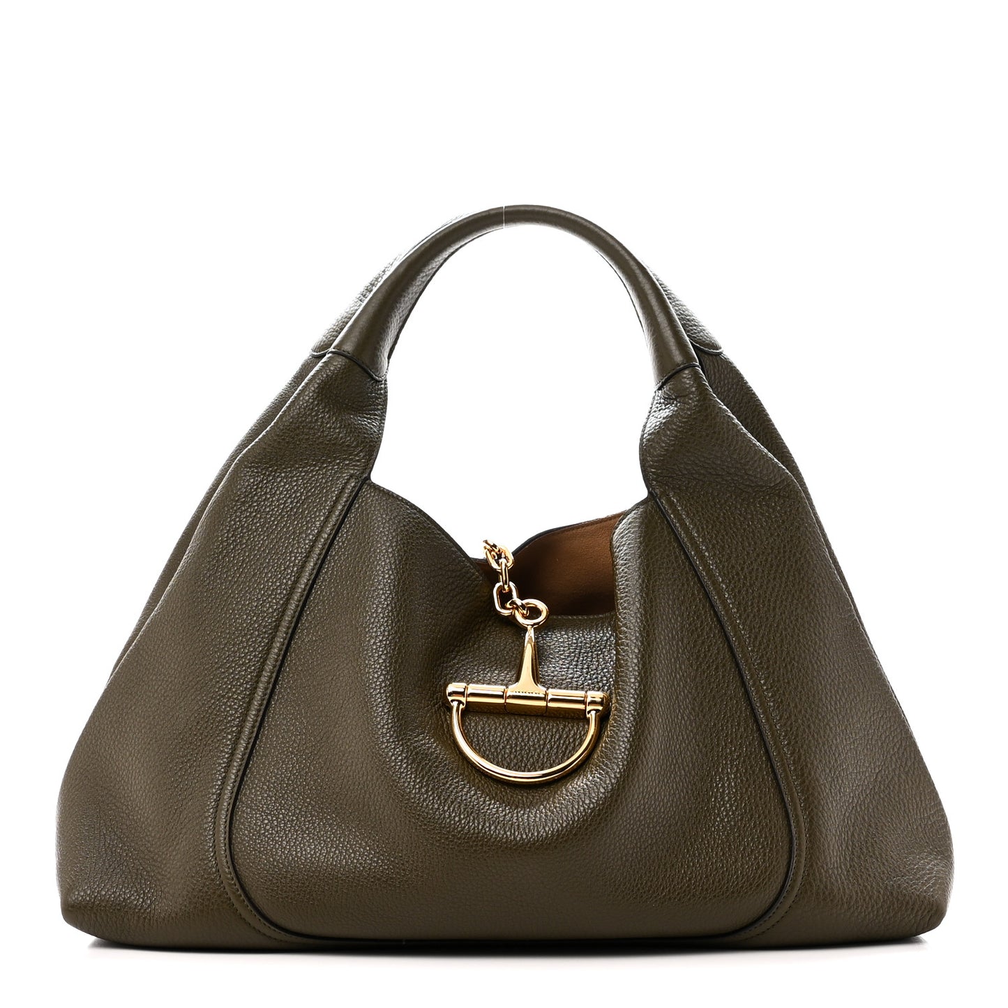 Grained Calfskin Softbit Maxi Shoulder Bag Forest Green