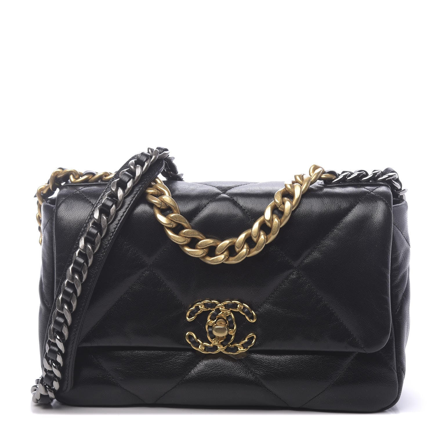 Chanel Lambskin Quilted Medium 19 Flap Black 1 of 11