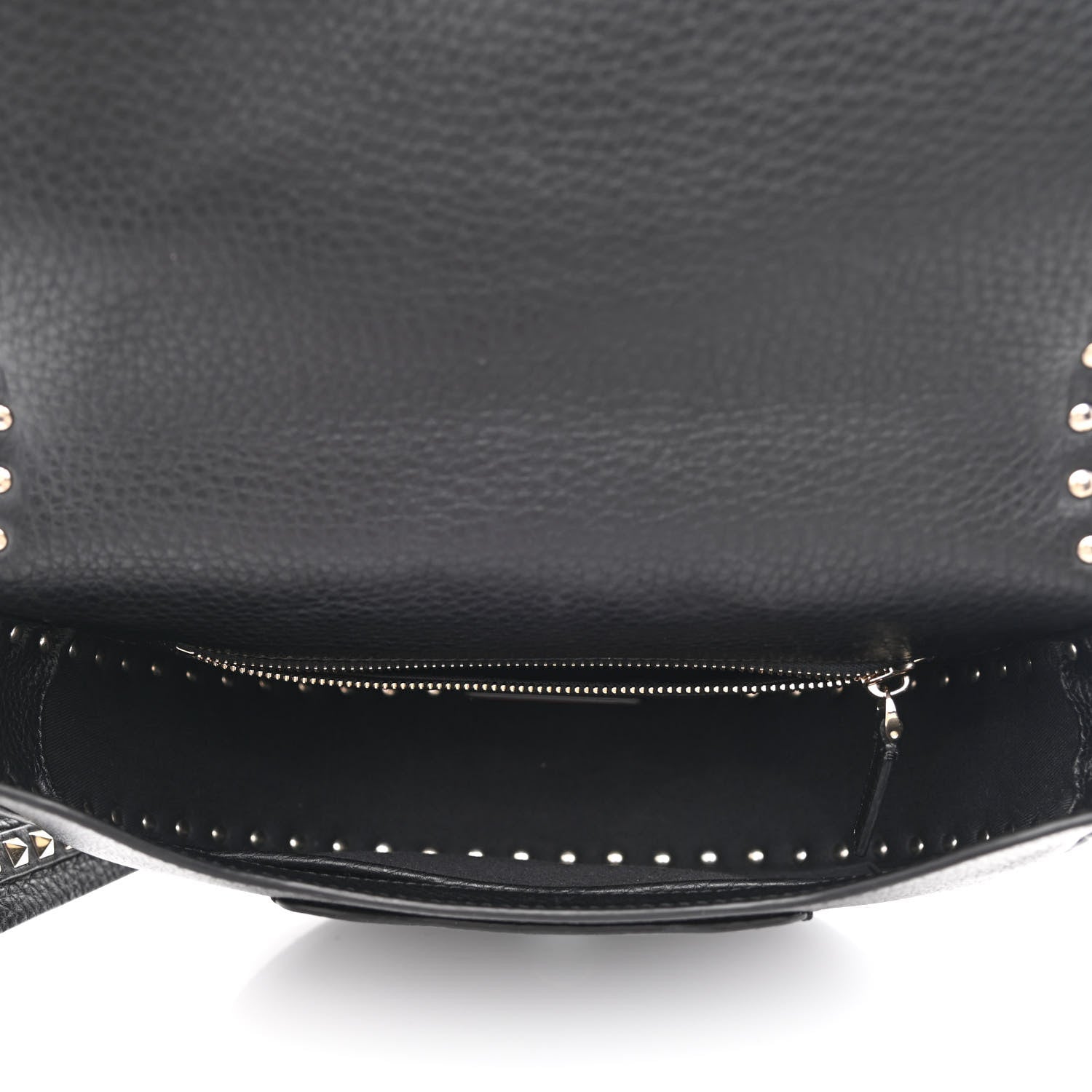 Valentino Garavani Grained Calfskin Rockstud Saddle Bag Black 5 of 11